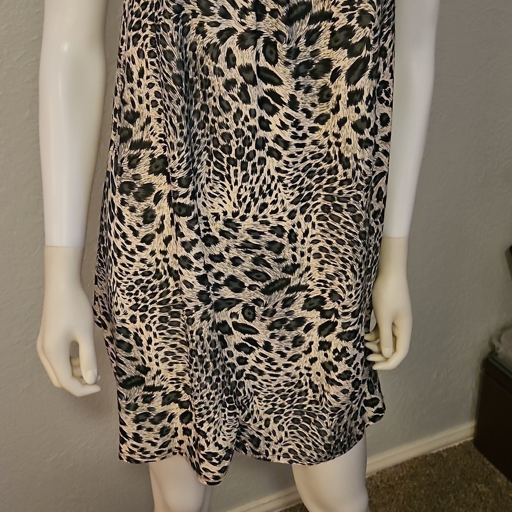 Vtg UMGEE Leopard Print Beaded Bubble Hem Festival Mini Slip Dress - Picture 5 of 12